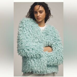 Anthropologie NWT Sz L shaggy faux fur jacket; top-rated & sold out @anthro